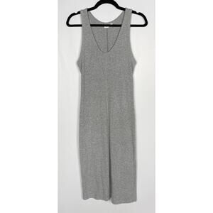 Gap Small S Gray Heather Marled Ribbed Tank Midi Dress Scoop Neck Racerback